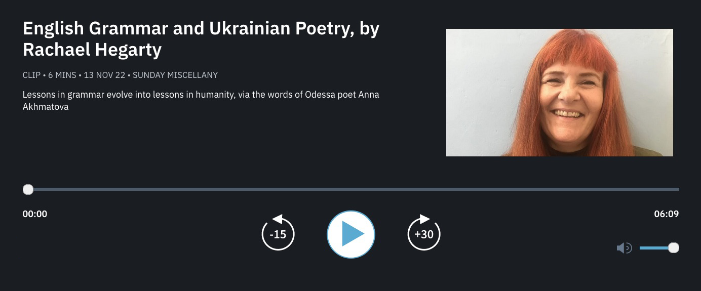 Rachael Hegarty, English Grammar and Ukrianian Poetry podcast link