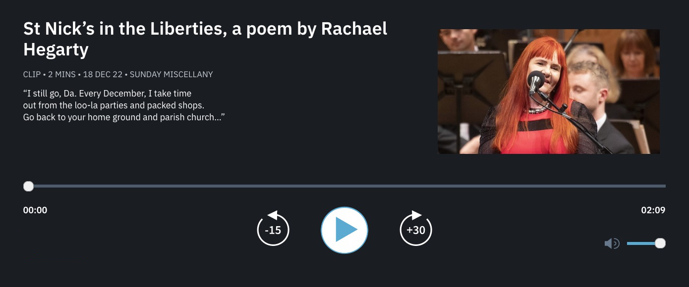 Rachael Hegarty, TSt Nick's in the Librerties poem podcast link